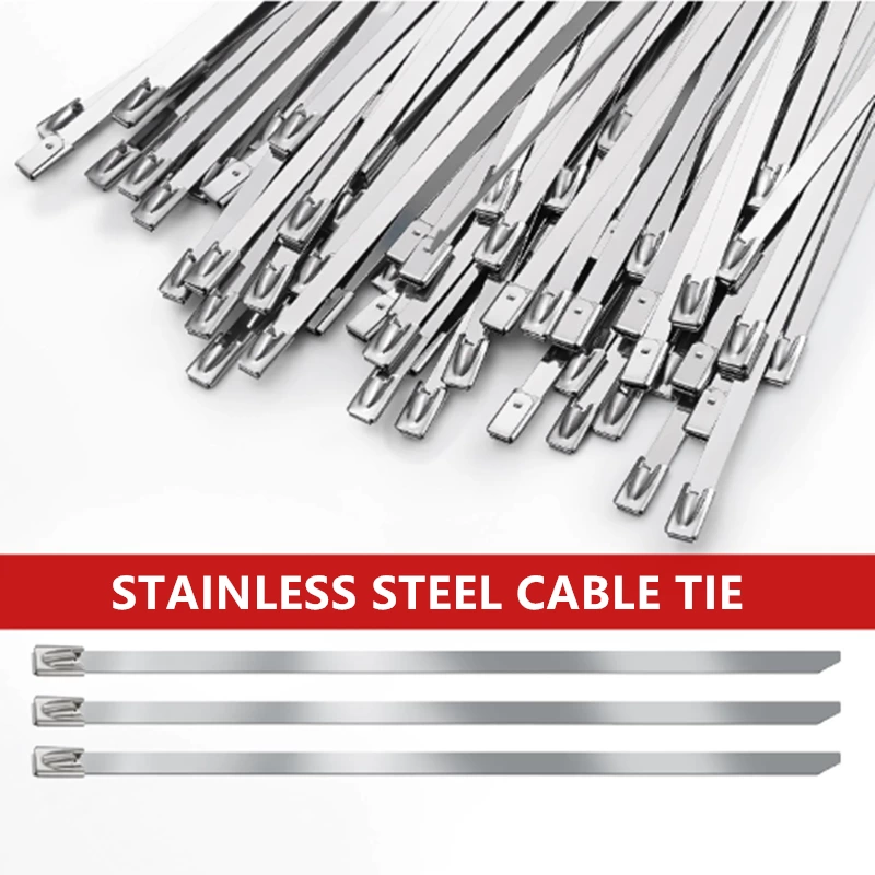 Bemaka 100Pcs Metal Zip Ties 11.8 Inch 304 Stainless Steel Cable Ties Heavy Duty