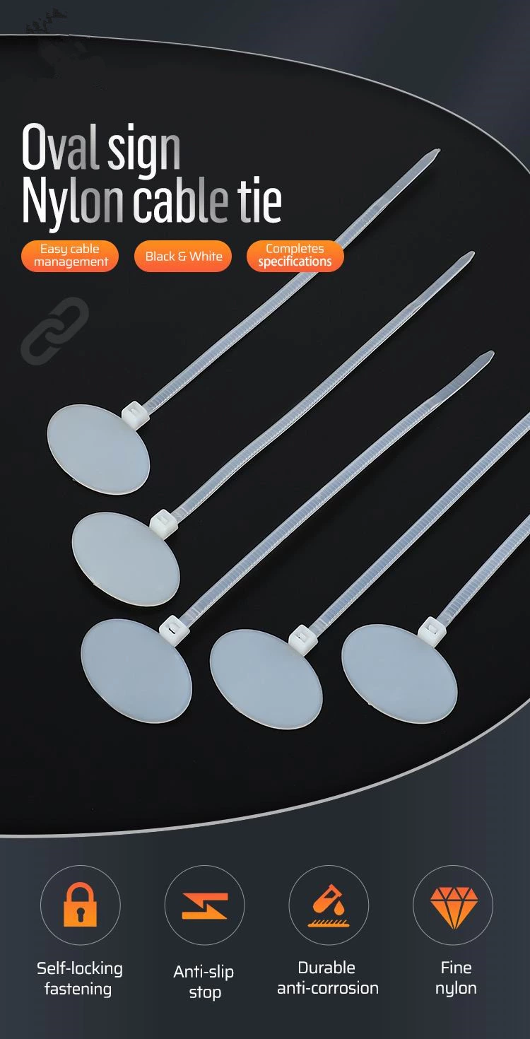 Oval Sign Type Label Nylon Cable Ties Marker Tags